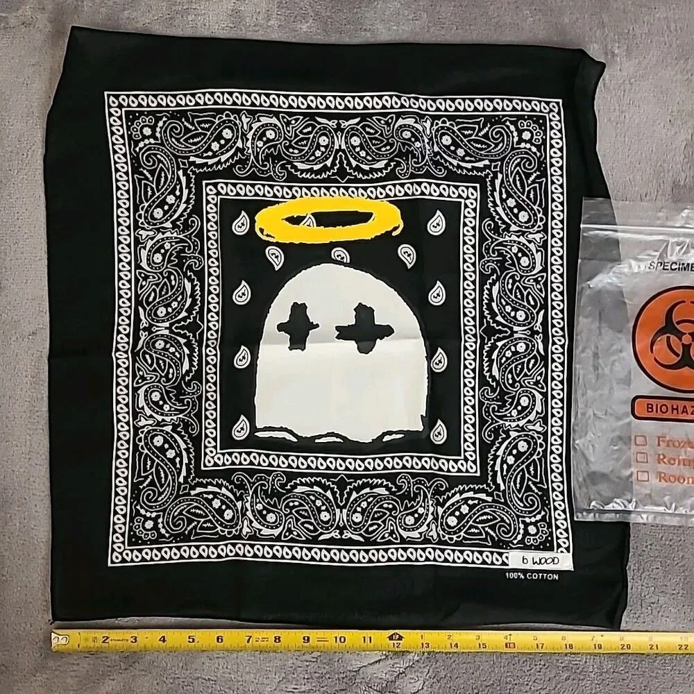 BWOOD NYC BANDANA BLACK GHOST RARE NY 2020 LIVE GOONEY DIE SAINT 100% COTTON ART